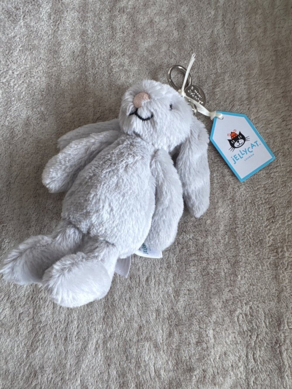 NWT Jellycat Bashful Silver Bunny Bag Charm